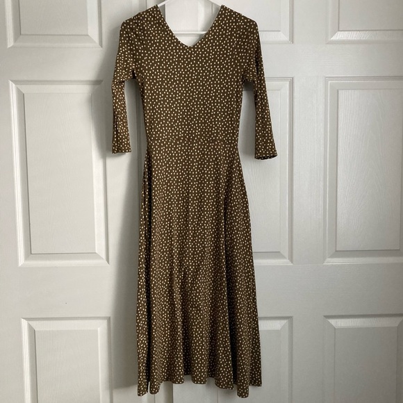 Pact Organic Women's Retro Geo Fit & Flare Midi Party Dress Size Small - Picture 3 of 7